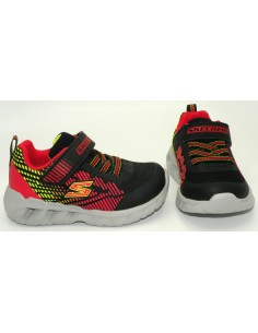 SKECHERS 401506N BLACK RED LIGHTS